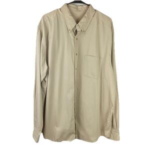 Eddie Bauer Long Sleeve Shirt Mens TXL Tall XL Beige Cotton